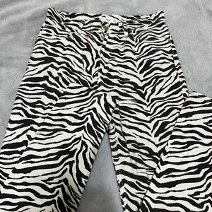 Mango Black and White Zebra Print Denim